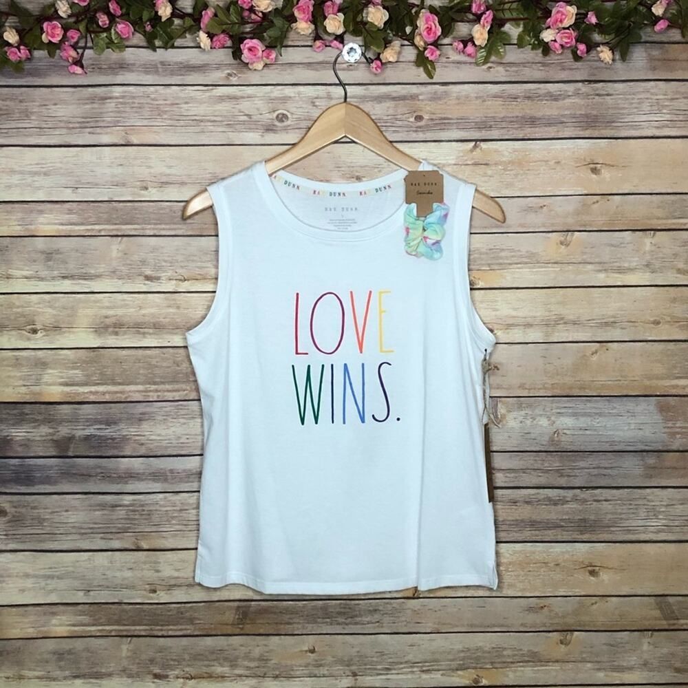 NWT Rae Dunn Rainbow Love Wins Tank Top